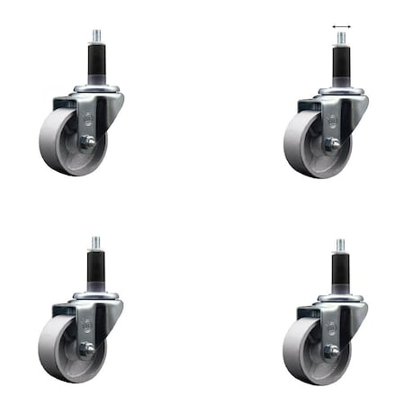 Service Caster 3'' Semi Steel Wheel Swivel 1-1/8'' Expanding Stem Caster Set, 4PK SCC-EX20S314-SSS-118-4